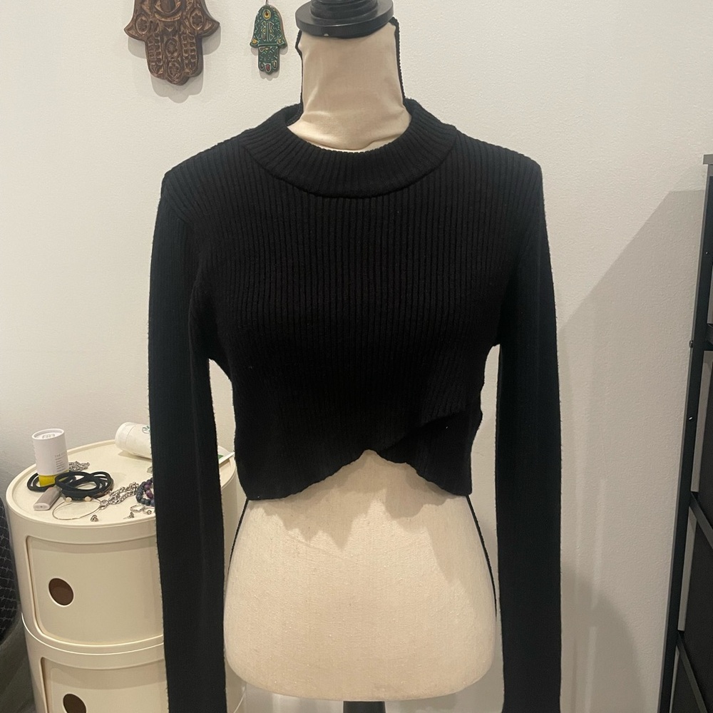 Joie Black Ribbed Crop Top